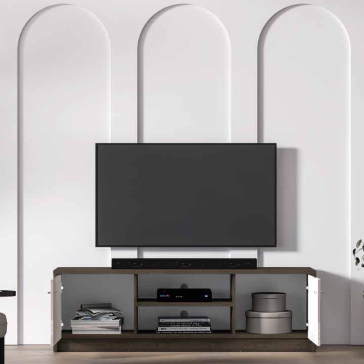 Modern TV Unit in Oak and Cashmere