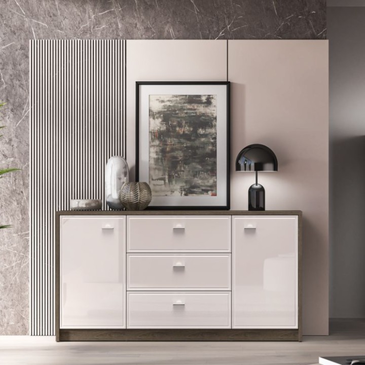 Sideboard in Oak and Cashmere –  2 Doors 3 Drawers J&B Furniture