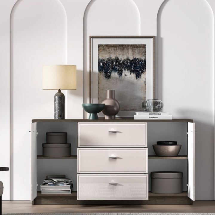 Sideboard in Oak and Cashmere –  2 Doors 3 Drawers J&B Furniture