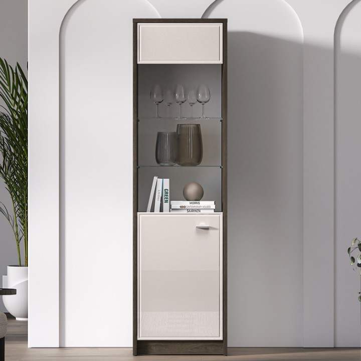 Tall Display Cabinet in Oak and Cashmere | J&B Furniture