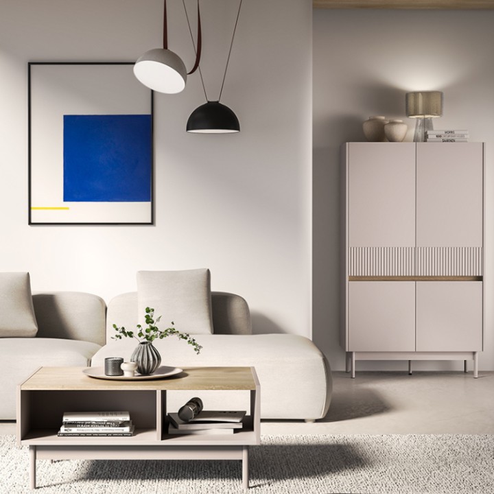 Dunea Modern Coffee Table – Cashmere & Oak - J&B Furniture