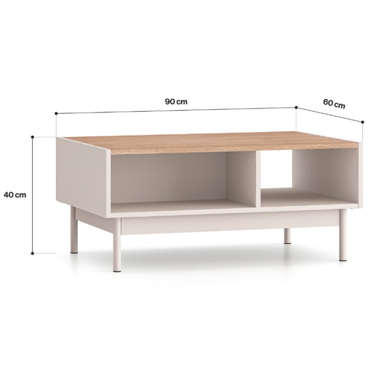 Dunea Modern Coffee Table – Cashmere & Oak - J&B Furniture