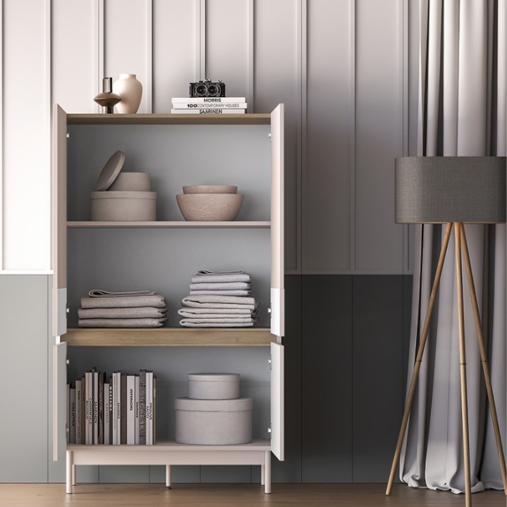Dunea Tall Cabinet Cashmere and Oak - J&B Furniture