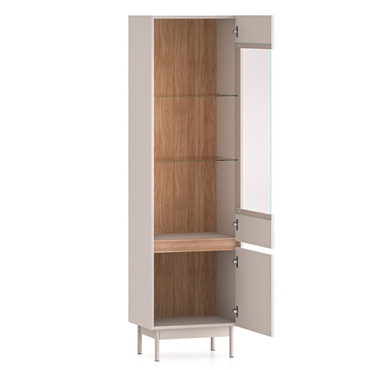 Tall Display Cabinet in Oak and Cashmere – Dunea | J&B