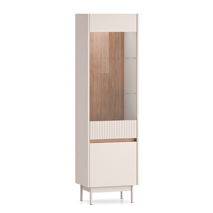 Tall Display Cabinet in Oak and Cashmere – Dunea | J&B