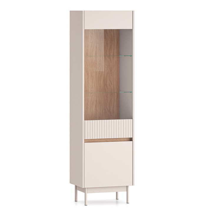 Tall Display Cabinet in Oak and Cashmere – Dunea | J&B