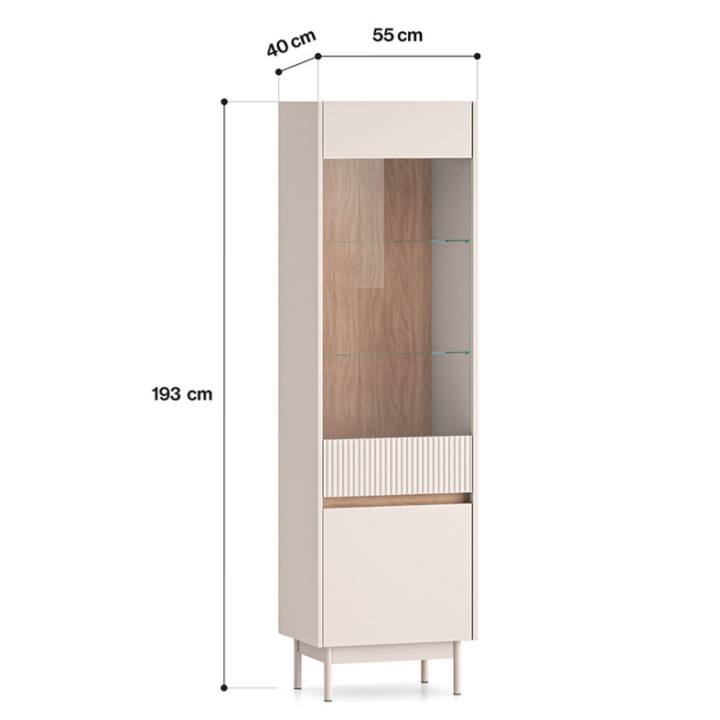 Tall Display Cabinet in Oak and Cashmere – Dunea | J&B