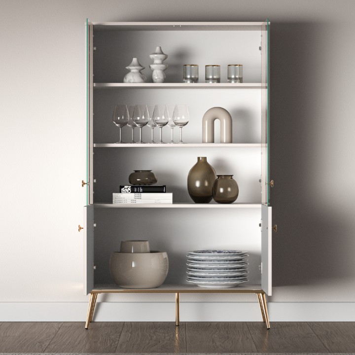 Elegant Glass Display Cabinet in Cashmere | J&B Furniture