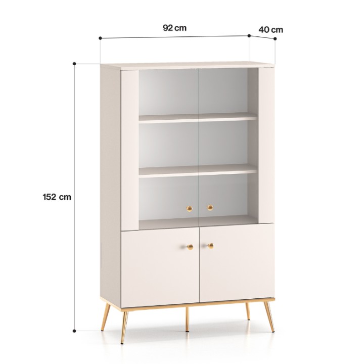 Elegant Glass Display Cabinet in Cashmere | J&B Furniture