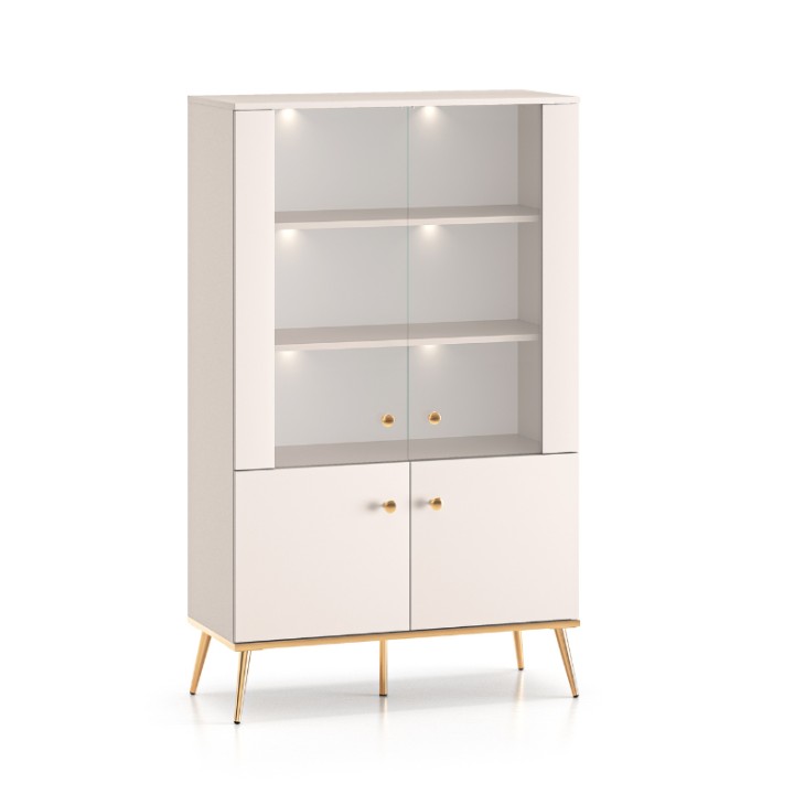 Elegant Glass Display Cabinet in Cashmere | J&B Furniture