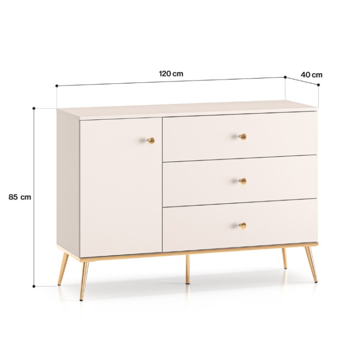 Sideboard 1 Door 3 Drawers in Cashmere – Modern Storage J&B