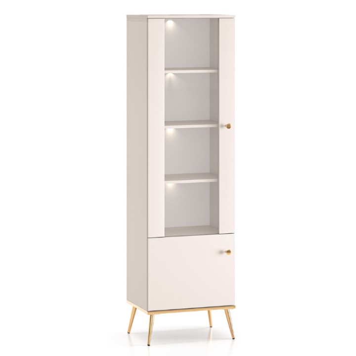 Selgin Tall Glass Display Cabinet in Cashmere- J&B Furniture