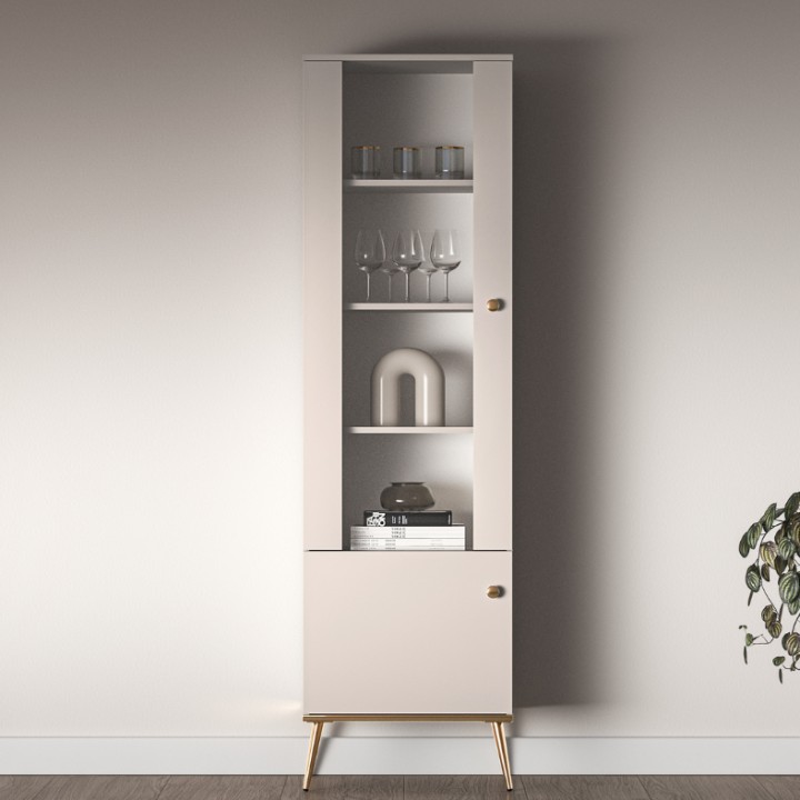 Selgin Tall Glass Display Cabinet in Cashmere- J&B Furniture