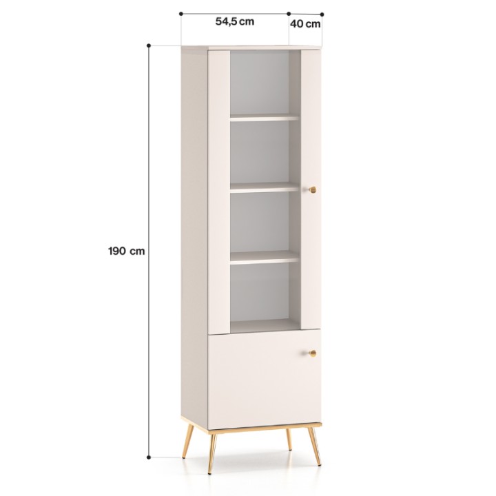 Selgin Tall Glass Display Cabinet in Cashmere- J&B Furniture