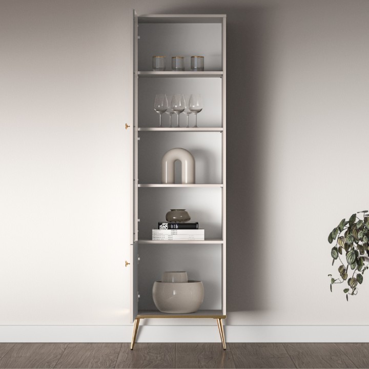 Selgin Tall Glass Display Cabinet in Cashmere- J&B Furniture