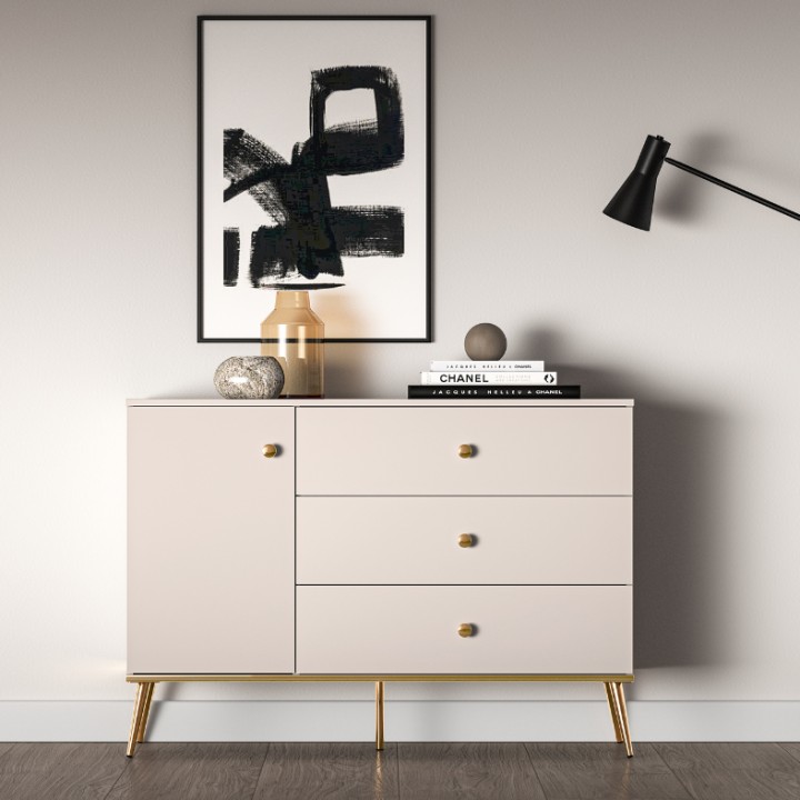 Sideboard 1 Door 3 Drawers in Cashmere – Modern Storage J&B