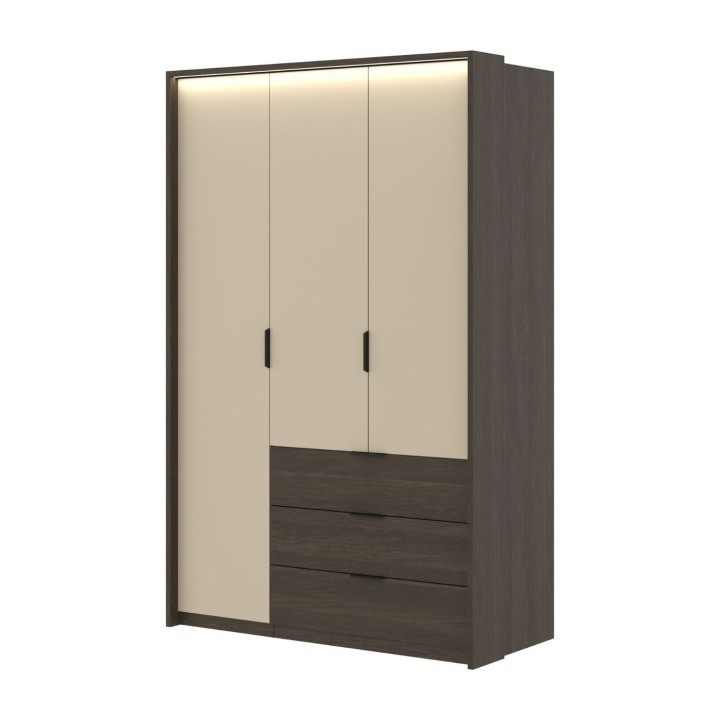 MOLA Wardrobe – 3 Door 3 Drawer Oak & Beige -J&B Furniture