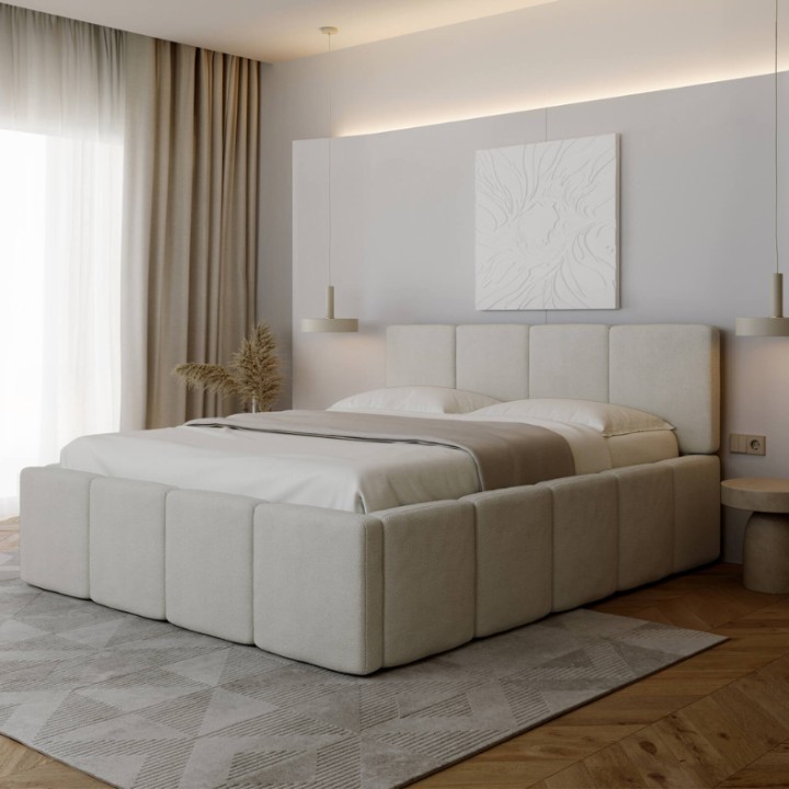 Modern Upholstered Bed Frame – Customizable & Ottoman | J&B