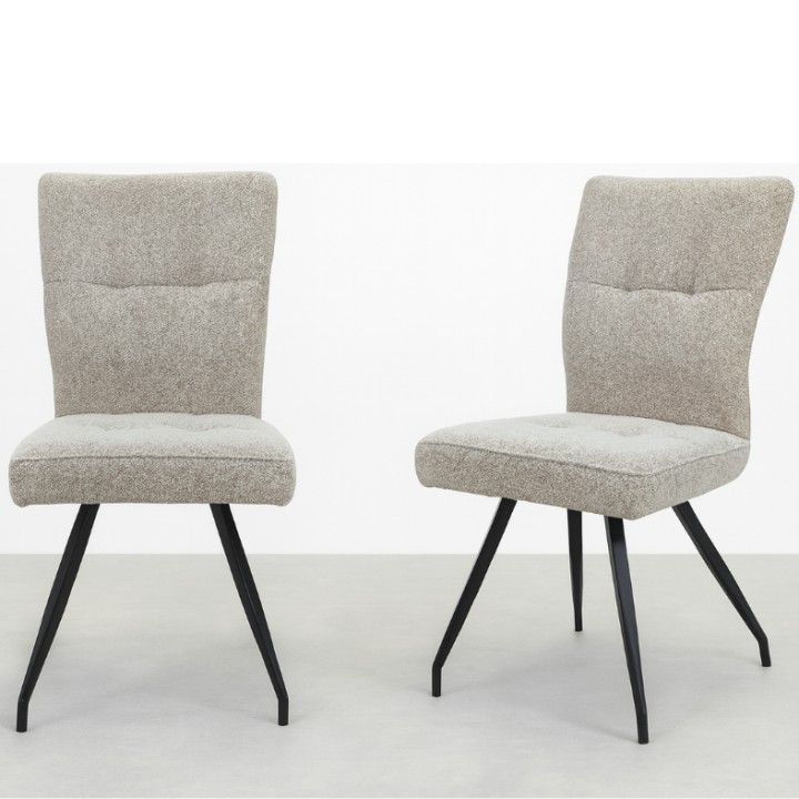 Daisy Dining Chair – Cobble Natural Fabric, Black Legs