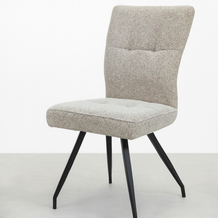 Daisy Dining Chair – Cobble Natural Fabric, Black Legs