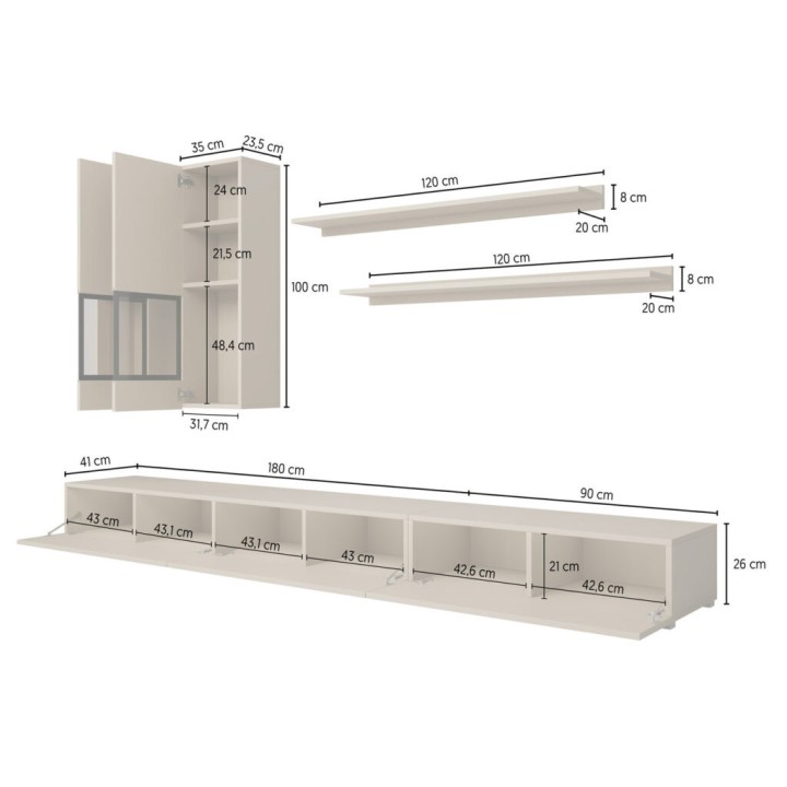 Modern White TV Media Wall for Living Rooms  - J&B Furniture
