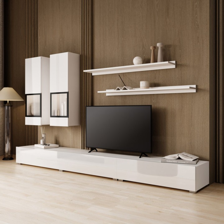 Modern White TV Media Wall for Living Rooms  - J&B Furniture