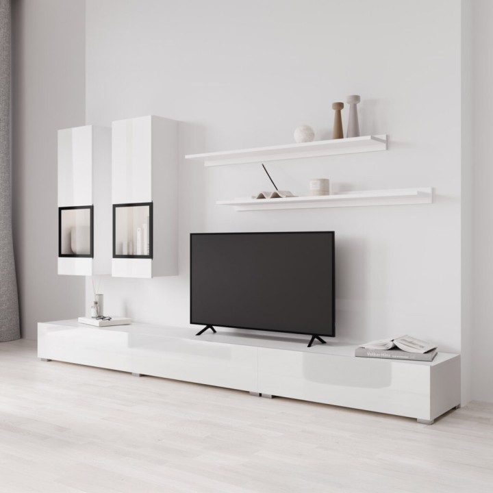 Modern White TV Media Wall for Living Rooms  - J&B Furniture