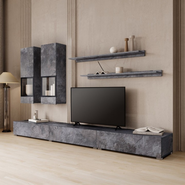 Baros Modern Tv Wall Units in schiefer - J&B Furniture