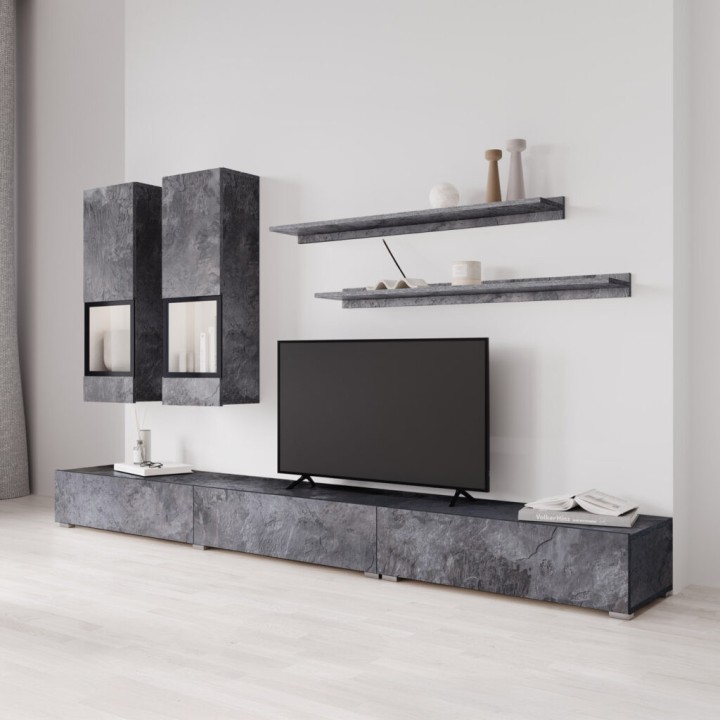 Baros Modern Tv Wall Units in schiefer - J&B Furniture