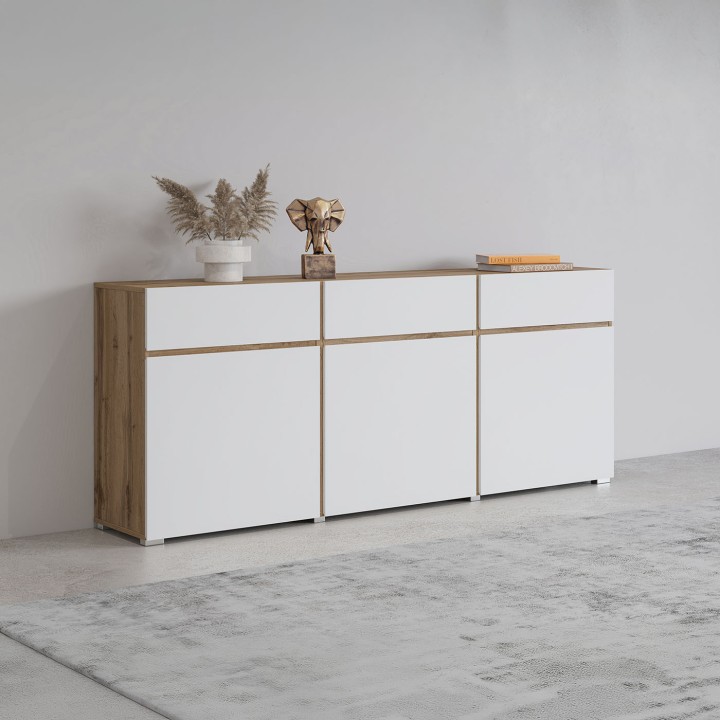 CROSS Sideboard White and Oak - J&B Furniture