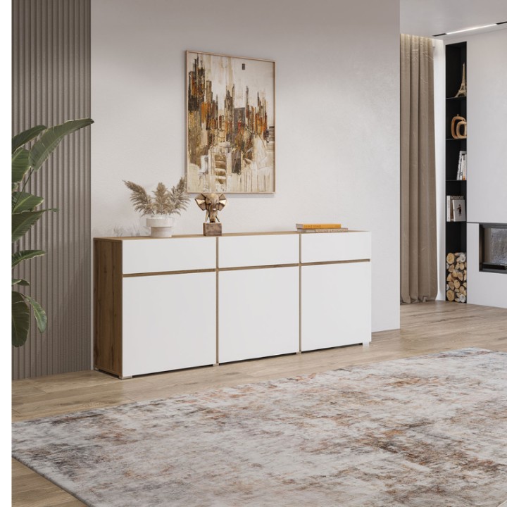 CROSS Sideboard White and Oak - J&B Furniture