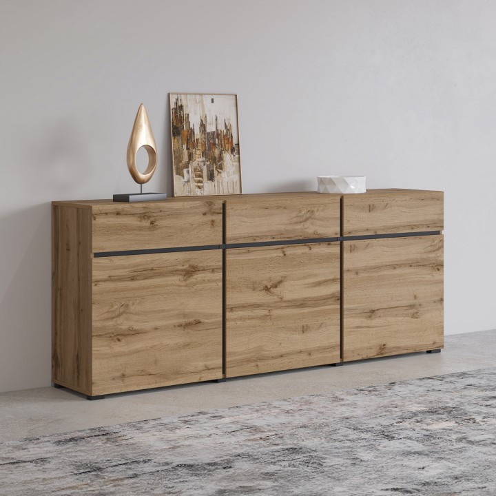 CROSS Sideboard  wotan oak - black - J&B Furniture