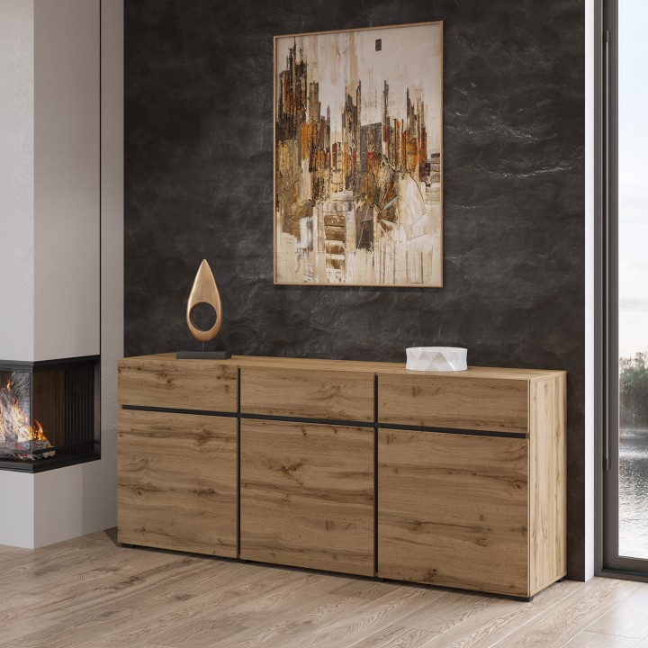 CROSS Sideboard  wotan oak - black - J&B Furniture