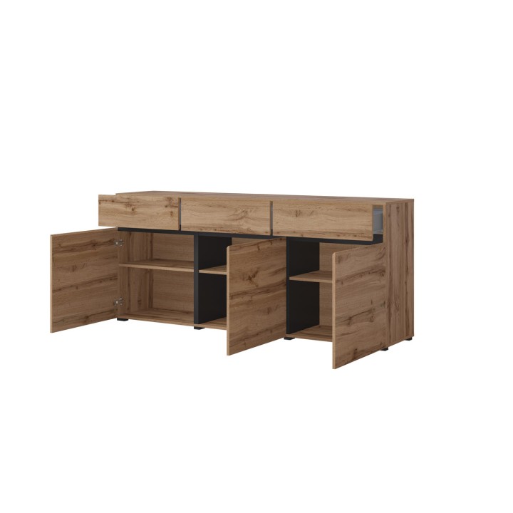 CROSS Sideboard  wotan oak - black - J&B Furniture