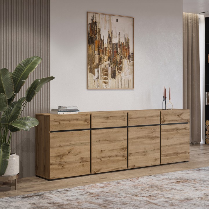 CROSS Sideboard Oak and Black – Modern Sideboards - J&B