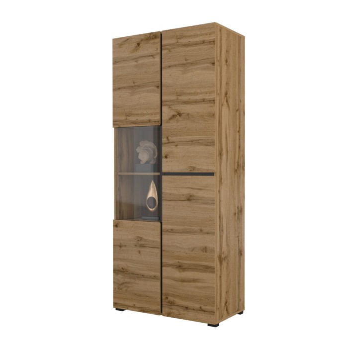 Modern Oak and Black Display Cabinet – CROSS Collection Ireland