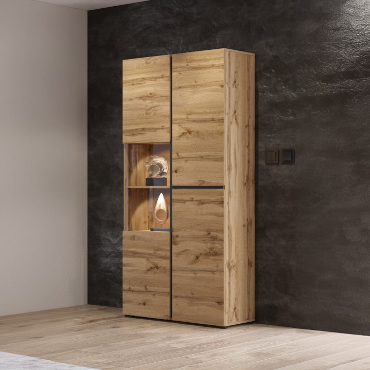 Modern Oak and Black Display Cabinet – CROSS Collection Ireland