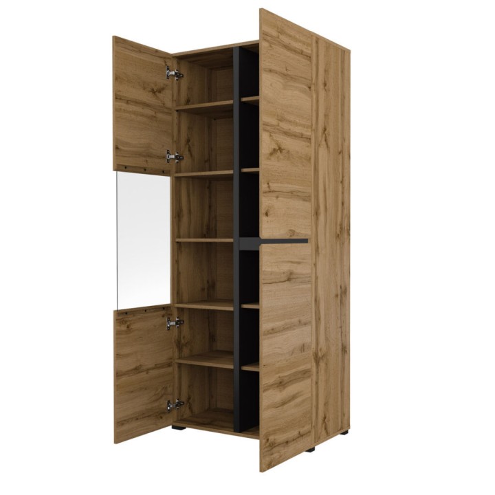 Modern Oak and Black Display Cabinet – CROSS Collection Ireland