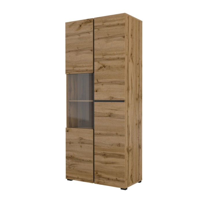 Modern Oak and Black Display Cabinet – CROSS Collection Ireland