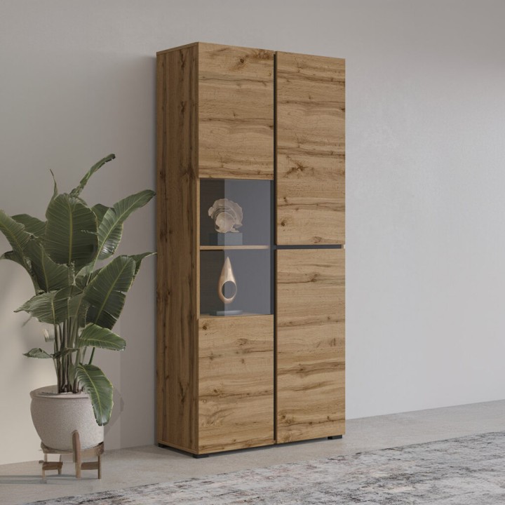 Modern Oak and Black Display Cabinet – CROSS Collection Ireland