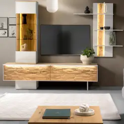 Bremen Wall Unit – White & Oak TV Storage Unit