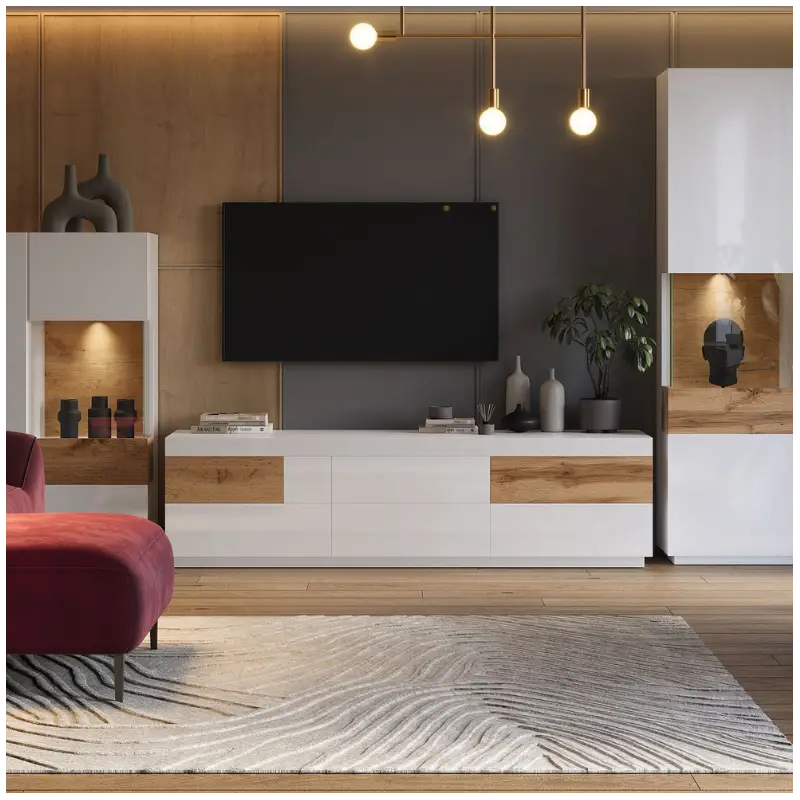 TV unit White and Oak