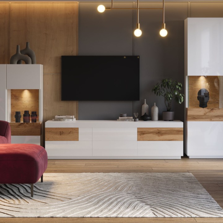 TV unit White and Oak