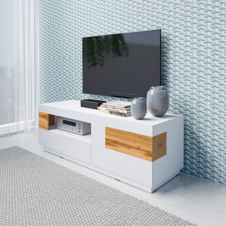 TV unit White and Oak