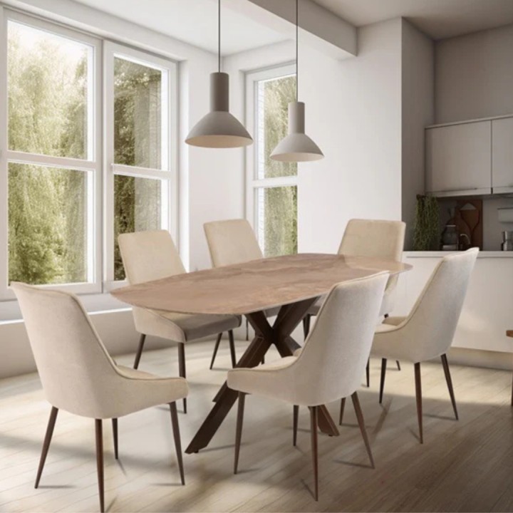 Jade Fabric Dining Chair – Elegant Ivory Seating