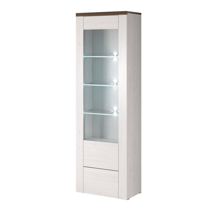 Larona Display Cabinet White and Oak Finish