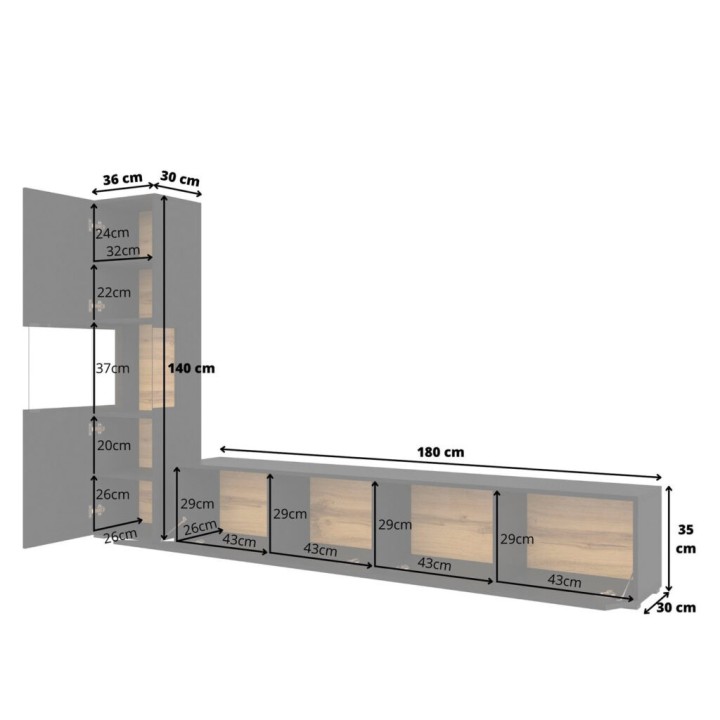 AVA Wall Unit – Modern TV Wall Unit in Black| J&B Furniture