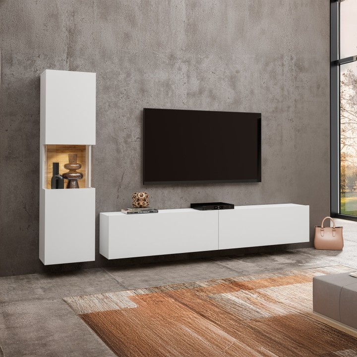 AVA Wall Unit – Modern TV Wall Unit in White| J&B Furniture