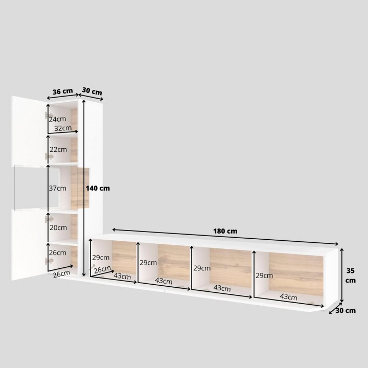 AVA Wall Unit – Modern TV Wall Unit in White| J&B Furniture