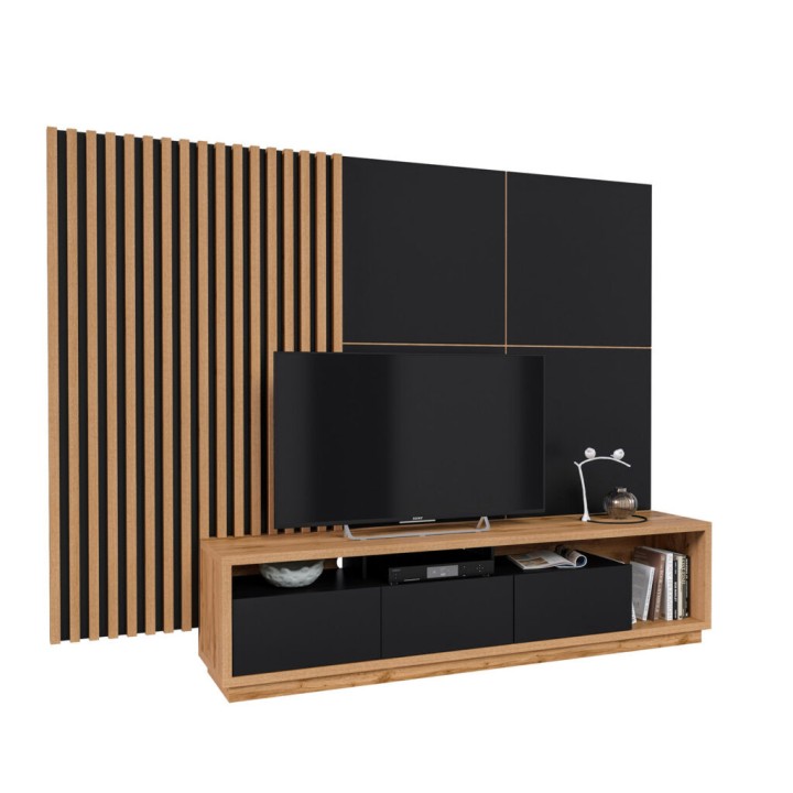 Wall Unit Black and Oak finish - J&B Furniture